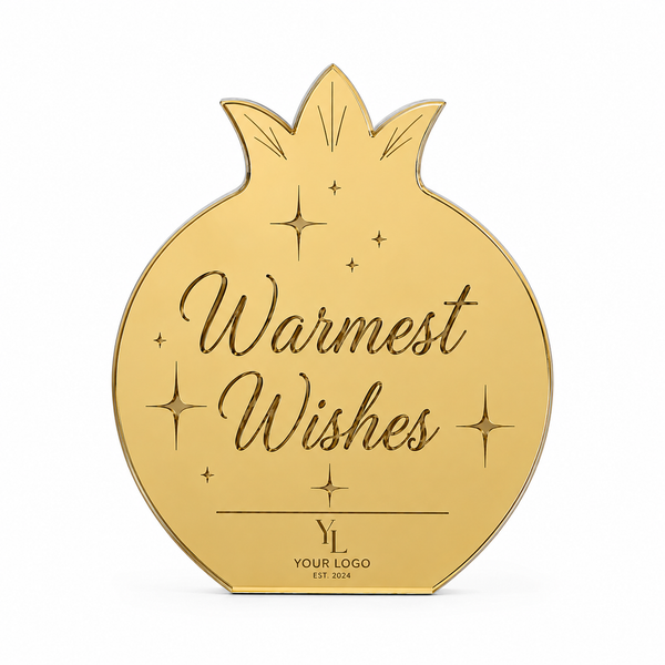 Εταιρικό γούρι ρόδι Warmest Wishes με χρυσό καθρέφτη πλεξιγκλάς