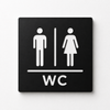 Modern engraved WC restroom sign made from two-layer acrylic by So Cute Cut