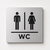 Modern engraved WC restroom sign made from two-layer acrylic by So Cute Cut