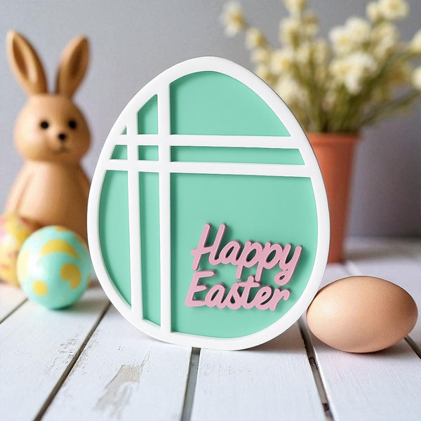 Επιτραπέζιο Πασχαλινό Διακοσμητικό «Happy Easter» με Πλέγμα