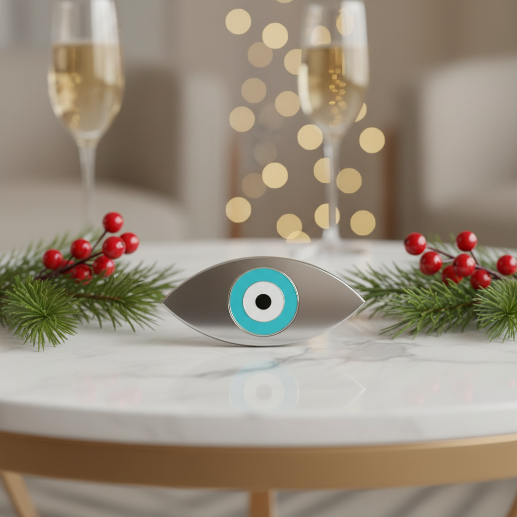 Γούρι Οβάλ Μάτι | Επιτραπέζιο Plexiglass Χρυσός ή Ασημί Καθρέφτης