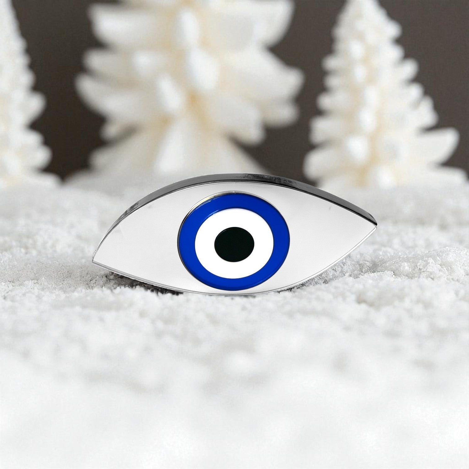 Χειροποίητο γούρι μάτι plexiglass καθρέφτης οβάλ λοξό σχήμα χρυσό και ασημί – So Cute by Dimi