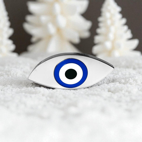 Χειροποίητο γούρι μάτι plexiglass καθρέφτης οβάλ λοξό σχήμα χρυσό και ασημί – So Cute by Dimi