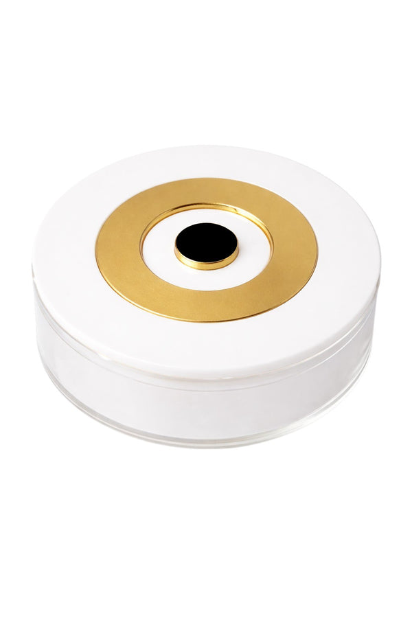 στρογγυλό κουτί πλεξιγκλάς με layered μάτι και διάφανο σώμα σε minimal σχεδιασμό