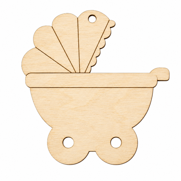 Baby Carriage ξύλινο κρεμαστό καροτσάκι από MDF σημύδας 7 εκ.