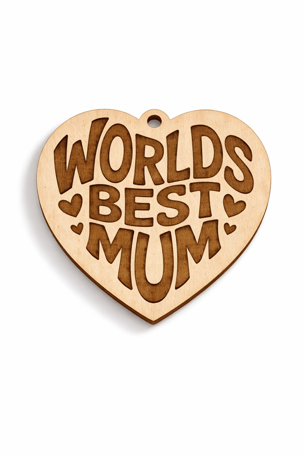 ξύλινη καρδιά worlds best mum 5εκ mdf σημύδα με χάραξη, So Cute Cut