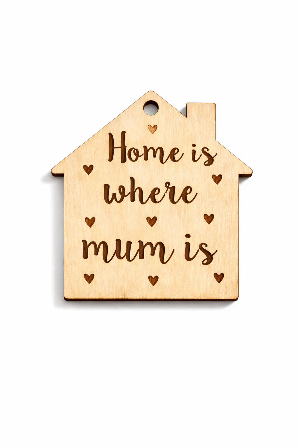 ξύλινο σπιτάκι home is where mum is 6εκ mdf σημύδα με χάραξη, So Cute Cut