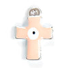 Ασημί σταυρός κρεμαστός με σμάλτο ματάκι 16x20mm σε συσκευασία 50 τεμαχίων - So Cute Cut