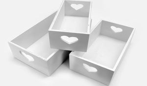 Σετάκι ξύλινα καφάσια λευκά καρδιά σε 3 μεγέθη σε συσκευασία 1 σετ - So Cute Cut