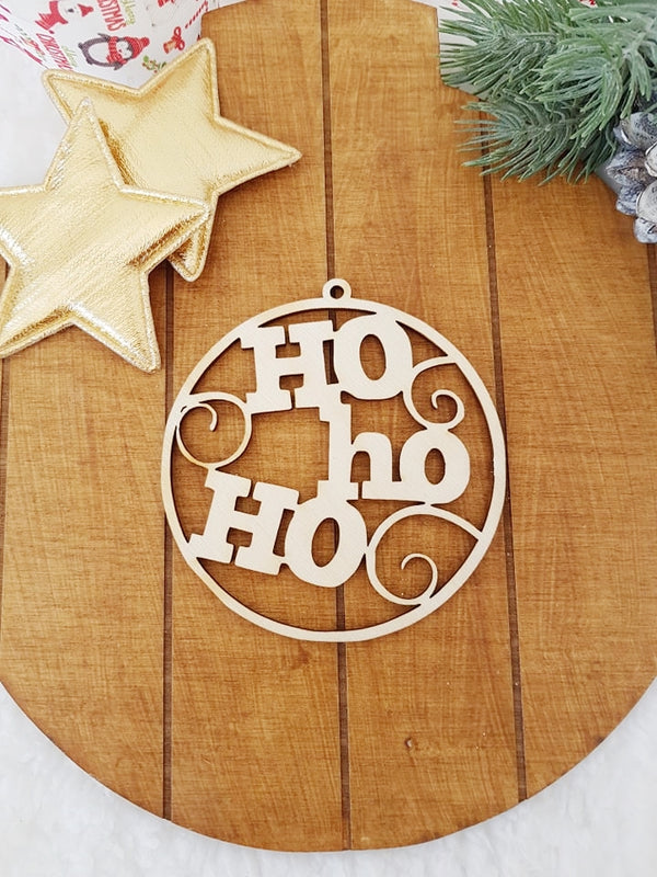 Ξύλινο στρογγυλό στοιχείο για γούρι Ho ho ho - So Cute Cut
