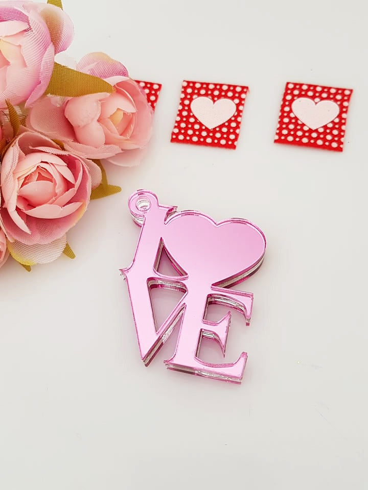 Ακρυλικό στοιχείο LOVE με κρίκο, σε συσκευασία 10 τεμαχίων - So Cute Cut