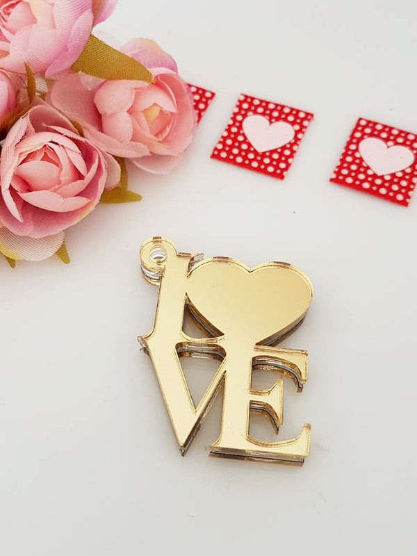 Ακρυλικό στοιχείο LOVE με κρίκο, σε συσκευασία 10 τεμαχίων - So Cute Cut