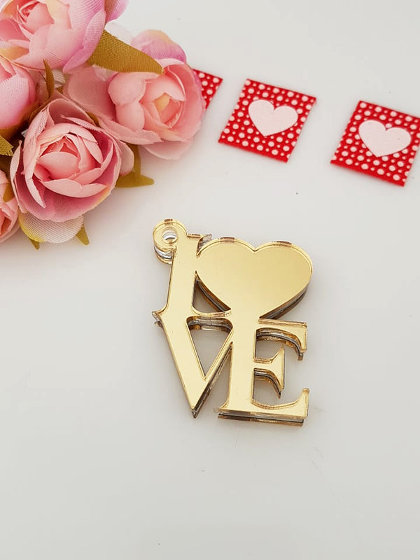 Ακρυλικό στοιχείο LOVE με κρίκο, σε συσκευασία 10 τεμαχίων - So Cute Cut