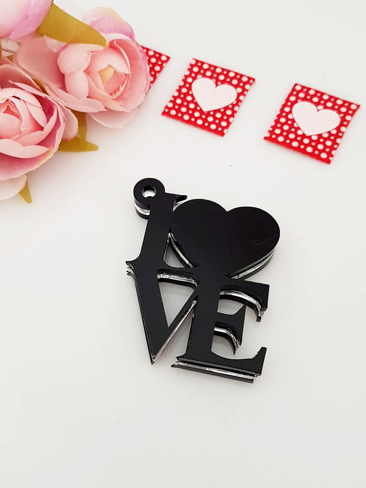 Ακρυλικό στοιχείο LOVE με κρίκο, σε συσκευασία 10 τεμαχίων - So Cute Cut