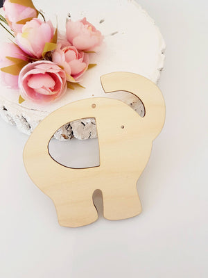 Ξύλινο διακοσμητικό στοιχείο ελέφαντας με τρύπα σε συσκευασία - So Cute Cut