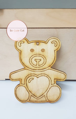 Ξύλινο διακοσμητικό στοιχείο αρκουδάκι - So Cute Cut