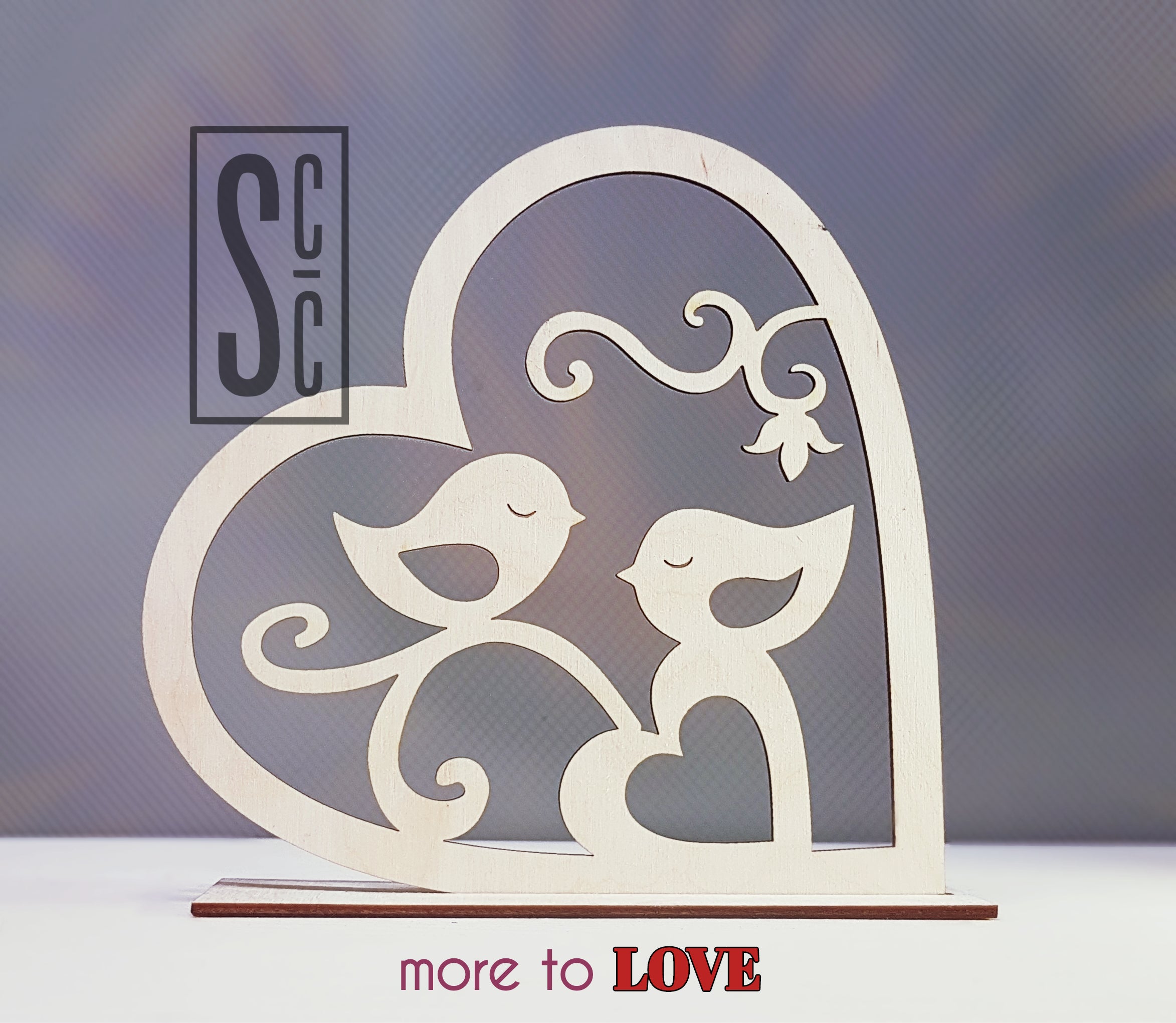 Ξύλινο διακοσμητικό μοτίφ καρδιά με βάση 20 cm - So Cute Cut