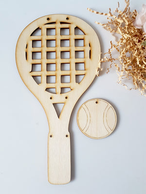 Σετ ξύλινη πλάτη λαμπάδας και στοιχείο Ρακέτα τένις - So Cute Cut