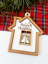 Ξύλινο στοιχείο για γούρι Σπιτάκι Merry Christmas σε συσκευασία 4 τεμαχίων - So Cute Cut