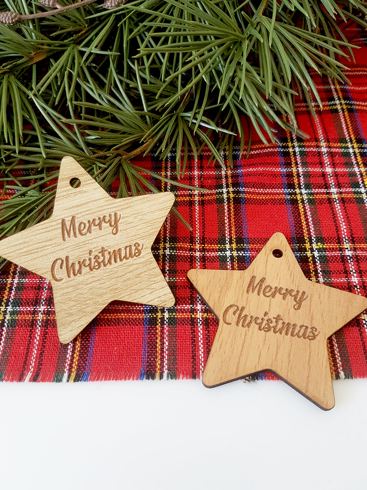 Ξύλινο στοιχείο για γούρι Αστέρι Merry Christmas σε συσκευασία 10 τεμαχίων - So Cute Cut