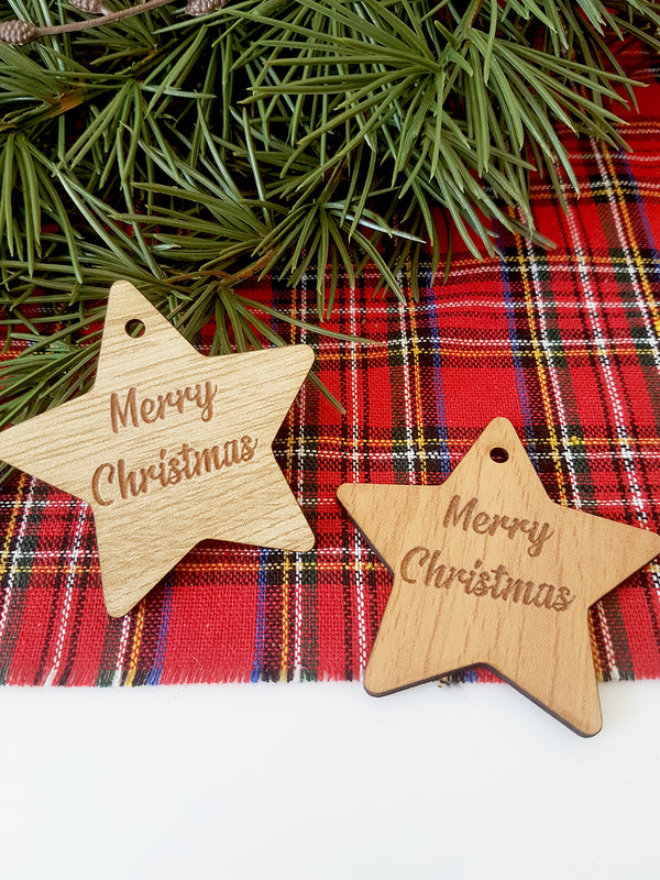 Ξύλινο στοιχείο για γούρι Αστέρι Merry Christmas σε συσκευασία 10 τεμαχίων - So Cute Cut