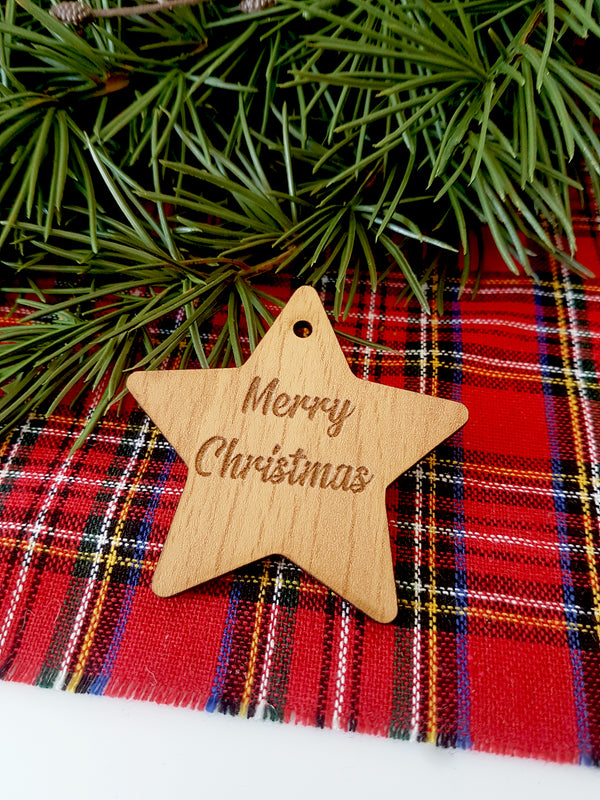 Ξύλινο στοιχείο για γούρι Αστέρι Merry Christmas σε συσκευασία 10 τεμαχίων - So Cute Cut