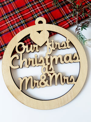 Ξύλινο στοιχείο Our 1St Christmas as Mr&Mrs σε συσκευασία 6 τεμαχίων - So Cute Cut