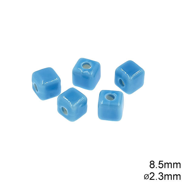 Χάνδρα Κεραμική Κύβος 8.5mm με τρύπα 2.3mm σε συσκευασία 50 τεμαχίων - So Cute Cut