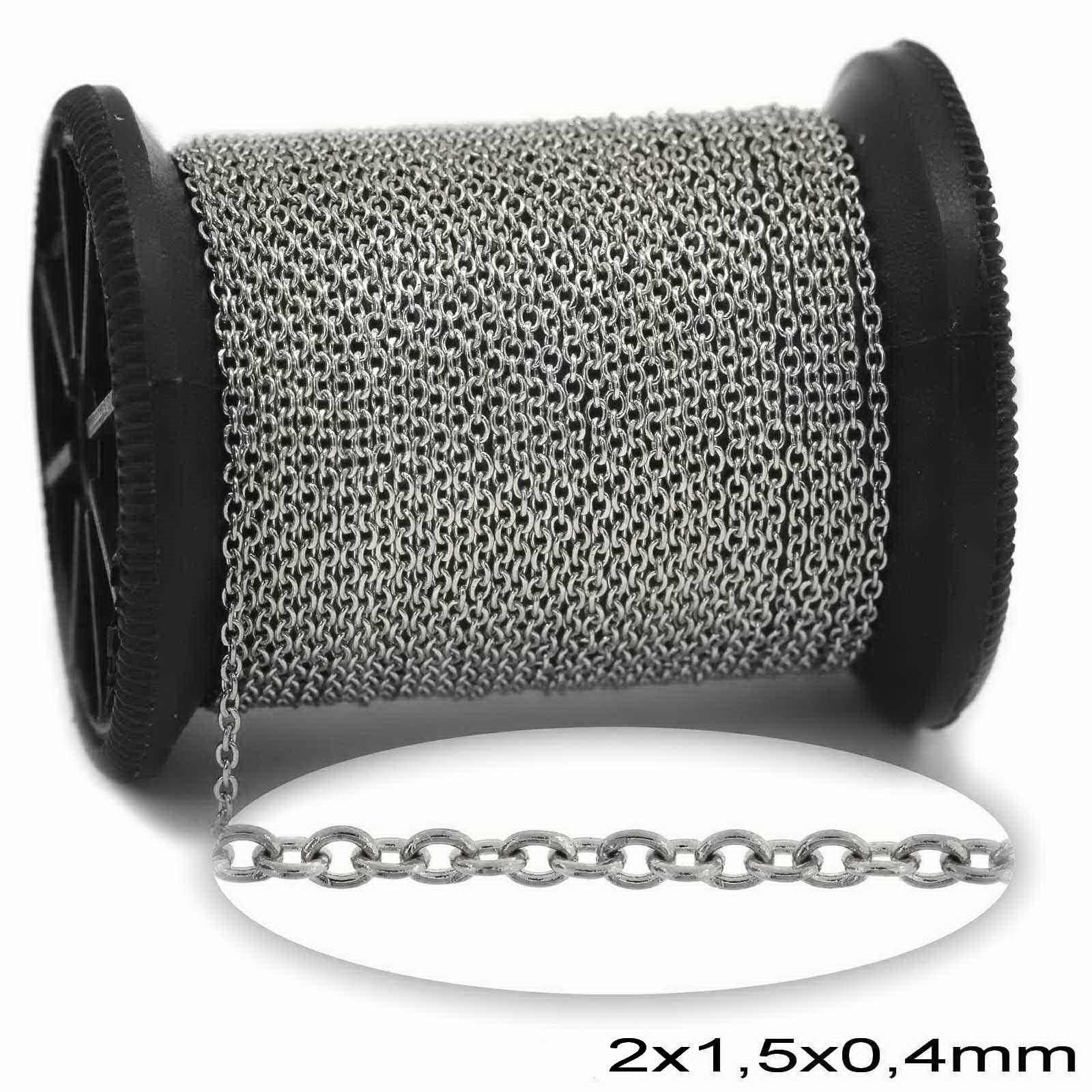Αλυσίδα Ατσάλινη Κρίκος Οβάλ Κολλητή 2x1.5x0.4mm σε συσκευασία 2 μέτρων - So Cute Cut