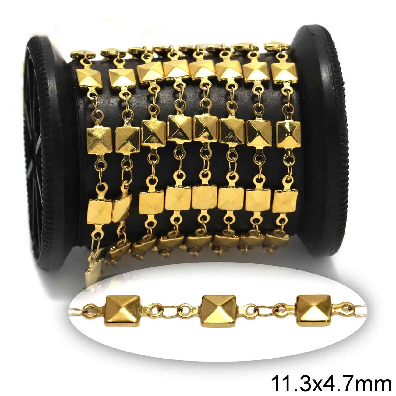 Αλυσίδα Ατσάλινη Διάστημα Τετράγωνο 11.3x4.7mm σε συσκευασία 2 μέτρων - So Cute Cut