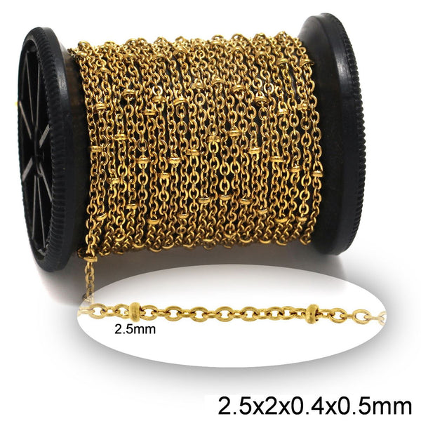 Αλυσίδα Ατσάλινη Κρίκος Οβάλ Πλακέ 2.5x2x0.4x0.5mm με Μπίλια 2.5mm σε συσκευασία 2 μέτρων - So Cute Cut