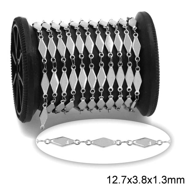 Αλυσίδα Ατσάλινη Ρόμβος Διάστημα 12.7x3.8x1.3mm σε συσκευασία 2 μέτρων - So Cute Cut