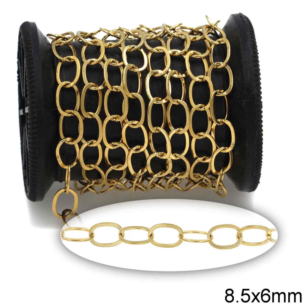 Αλυσίδα Ατσάλινη Κρίκος Οβάλ Πλακέ 8.5x6mm σε συσκευασία 2 μέτρων - So Cute Cut