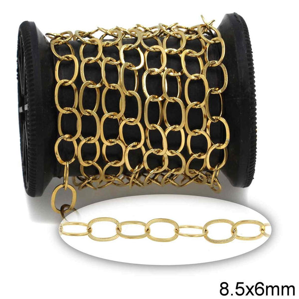 Αλυσίδα Ατσάλινη Κρίκος Οβάλ Πλακέ 8.5x6mm σε συσκευασία 2 μέτρων - So Cute Cut