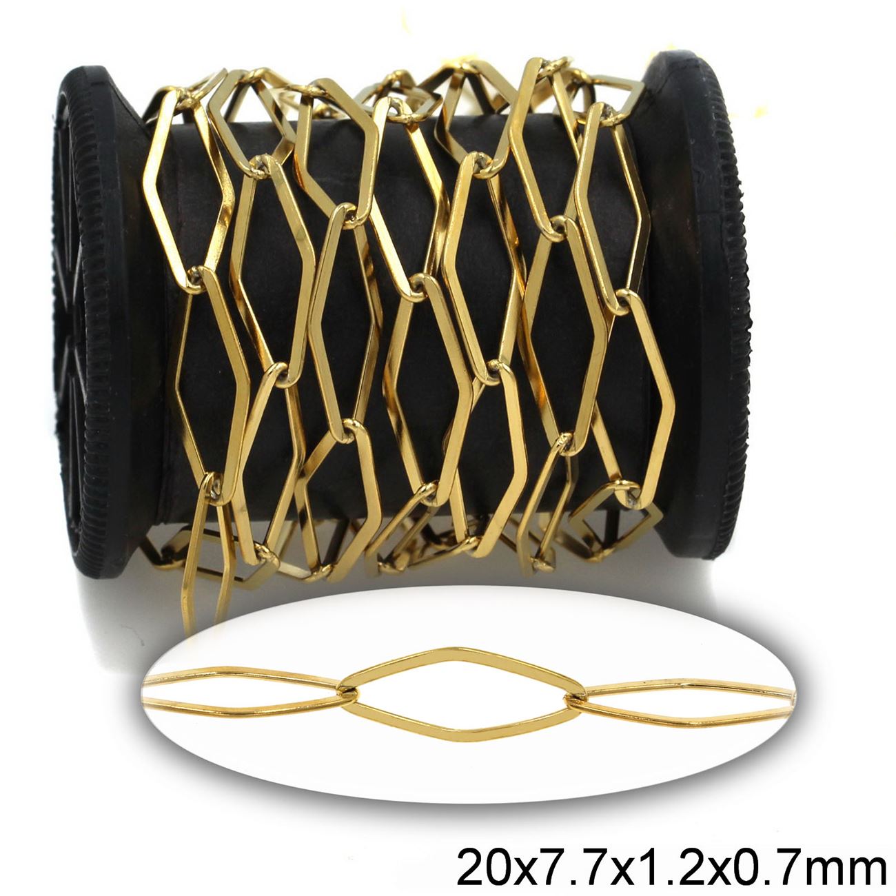 Αλυσίδα Ατσάλινη Ρόμβος Πλακέ 20x7.7x1.2x0.7mm σε συσκευασία 1 μέτρου - So Cute Cut