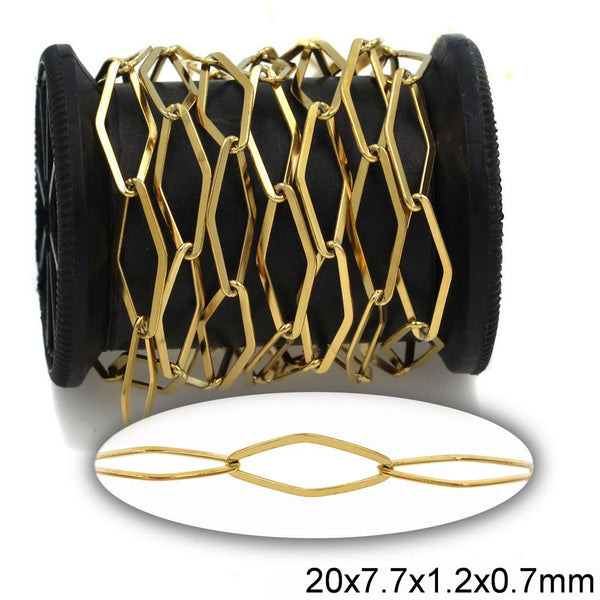 Αλυσίδα Ατσάλινη Ρόμβος Πλακέ 20x7.7x1.2x0.7mm σε συσκευασία 1 μέτρου - So Cute Cut