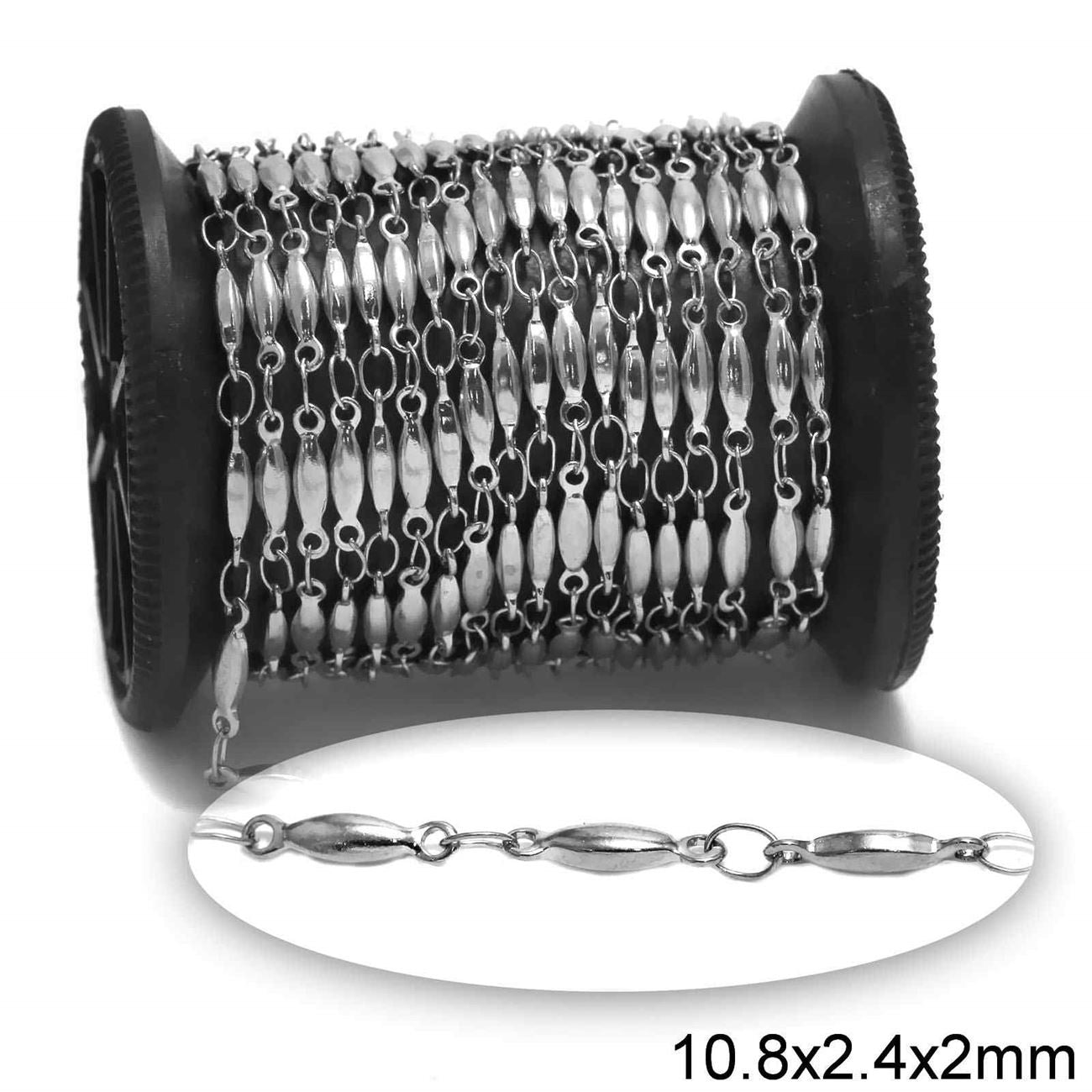 Αλυσίδα Ατσάλινη Διάστημα Οβάλ 10.8x2.4x2mm σε συσκευασία 2 μέτρων - So Cute Cut