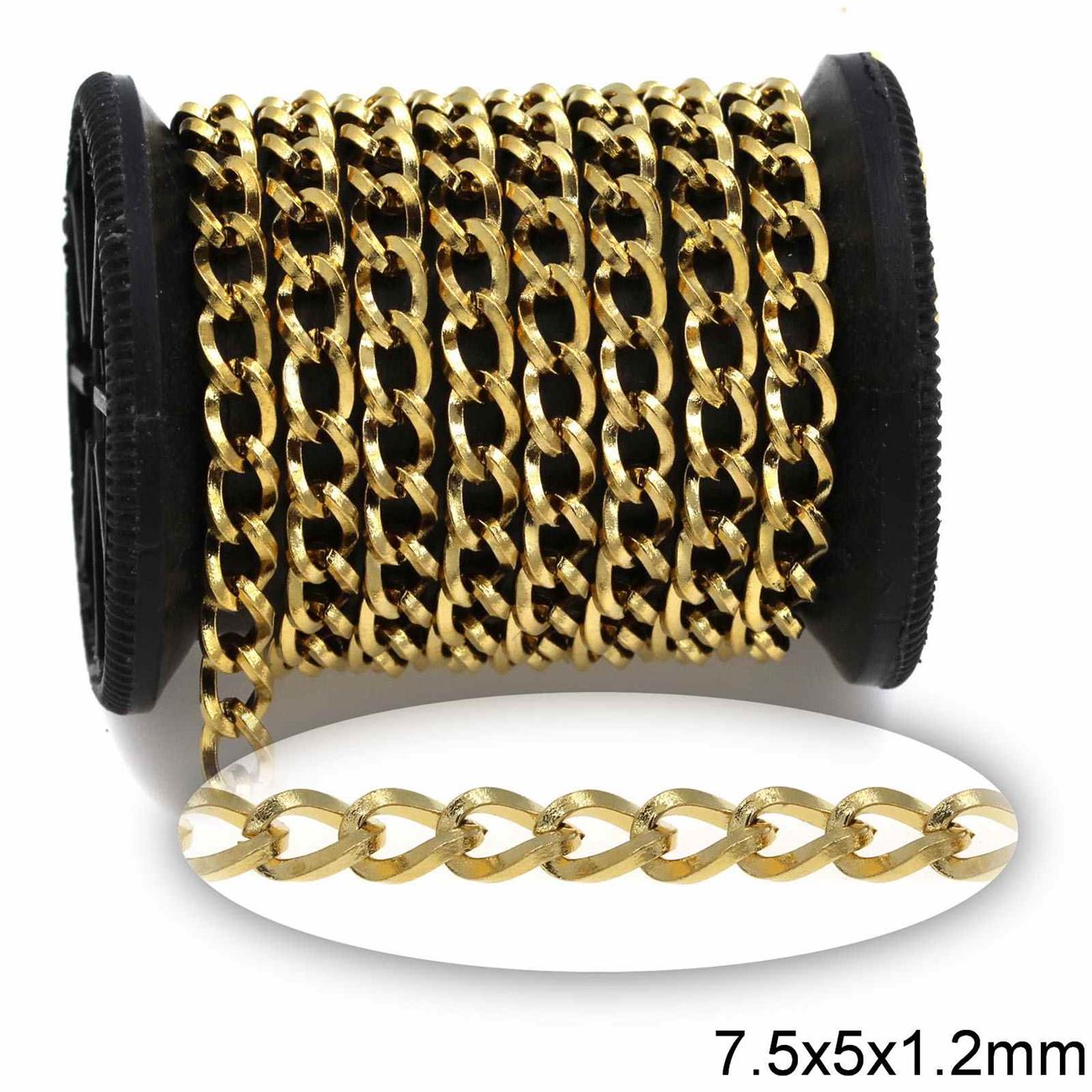 Αλυσίδα Ατσάλινη Γκουρμέτ Πλακέ 7x5x1.2mm σε συσκευασία 2 μέτρων - So Cute Cut