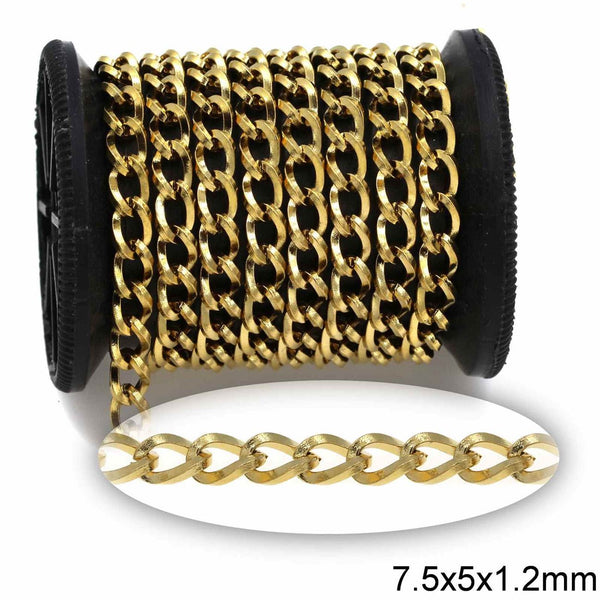Αλυσίδα Ατσάλινη Γκουρμέτ Πλακέ 7x5x1.2mm σε συσκευασία 2 μέτρων - So Cute Cut