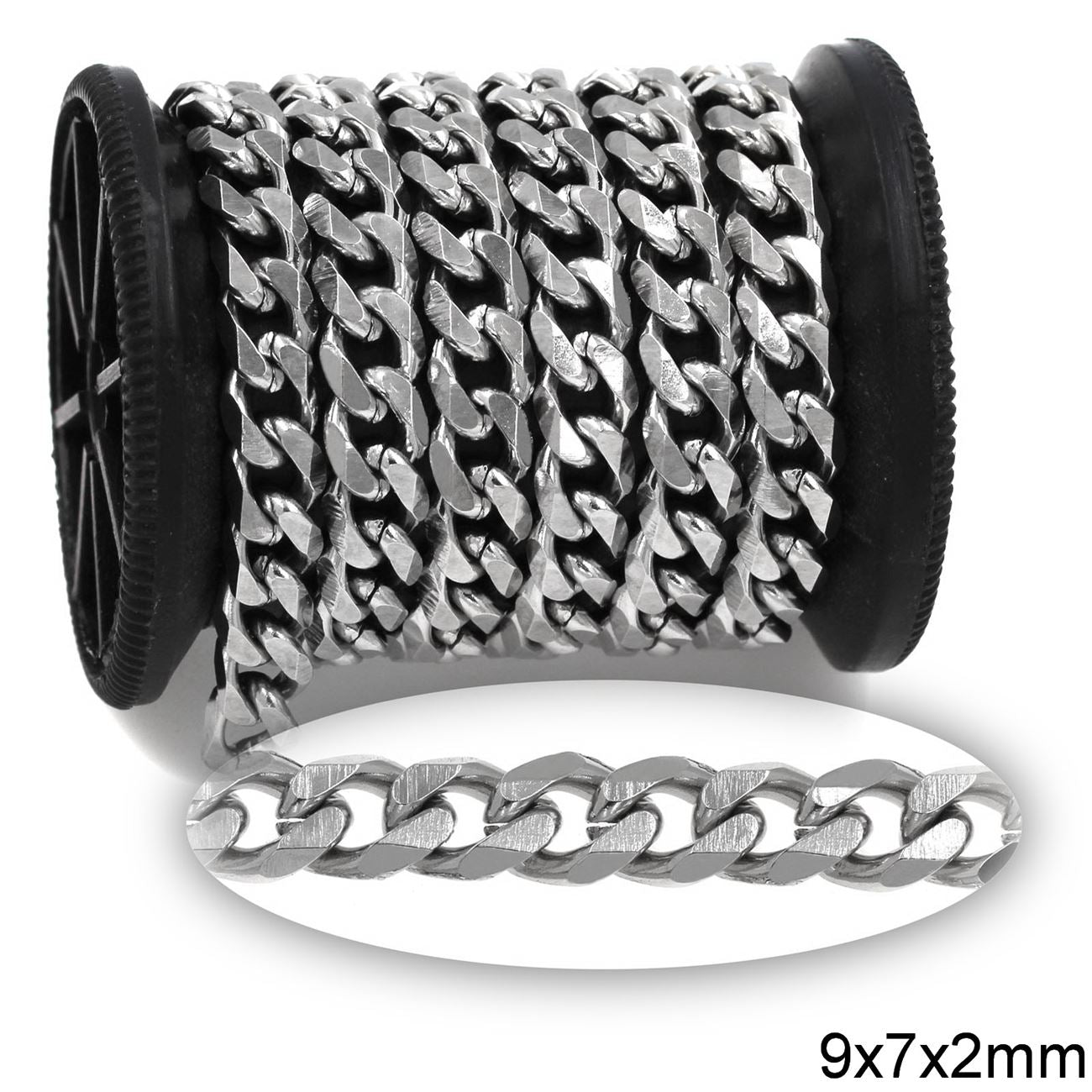 Αλυσίδα Ατσάλινη Γκουρμέτ Διαμαντέ 9x7x2mm σε συσκευασία 2 μέτρων - So Cute Cut