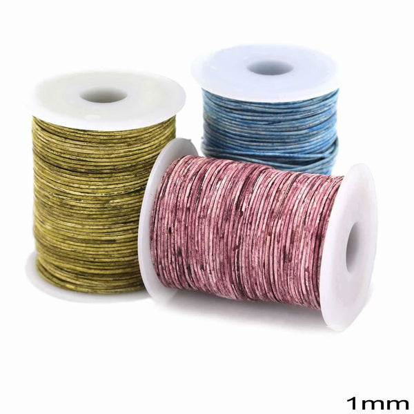 Κορδόνι Δέρμα Vintage 1mm σε καρούλι 25 μέτρων σε ποικιλία χρωμάτων - So Cute Cut