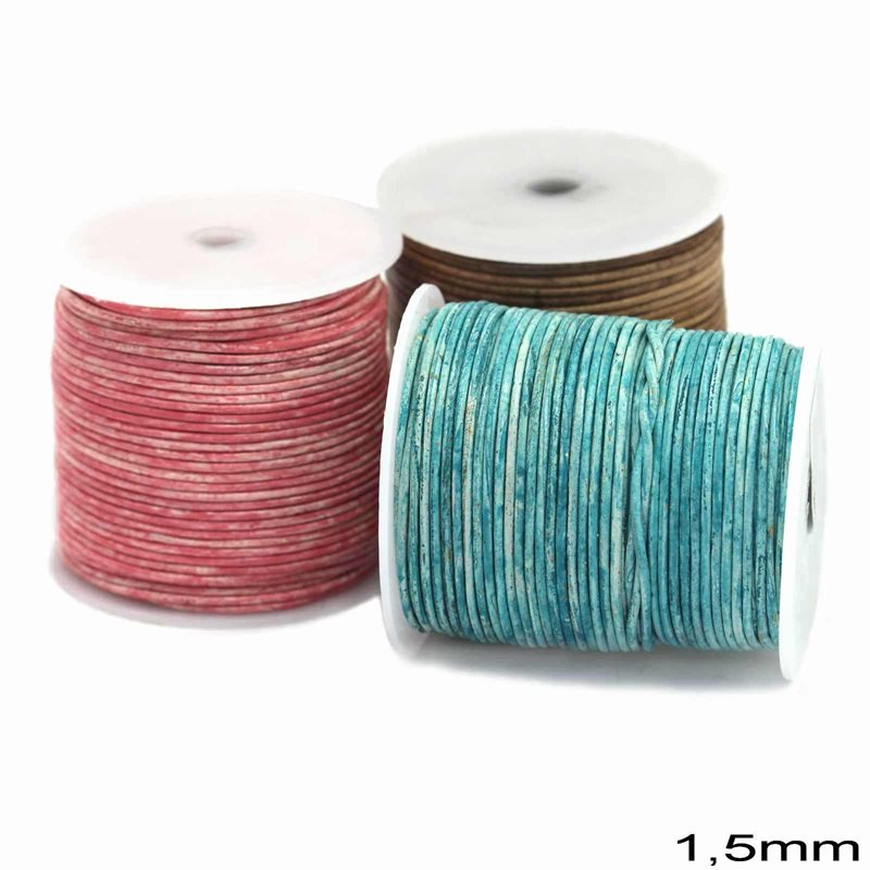 Κορδόνι Δέρμα Vintage 1.5mm σε συσκευασία 25 μέτρων σε ποικιλία χρωμάτων - So Cute Cut
