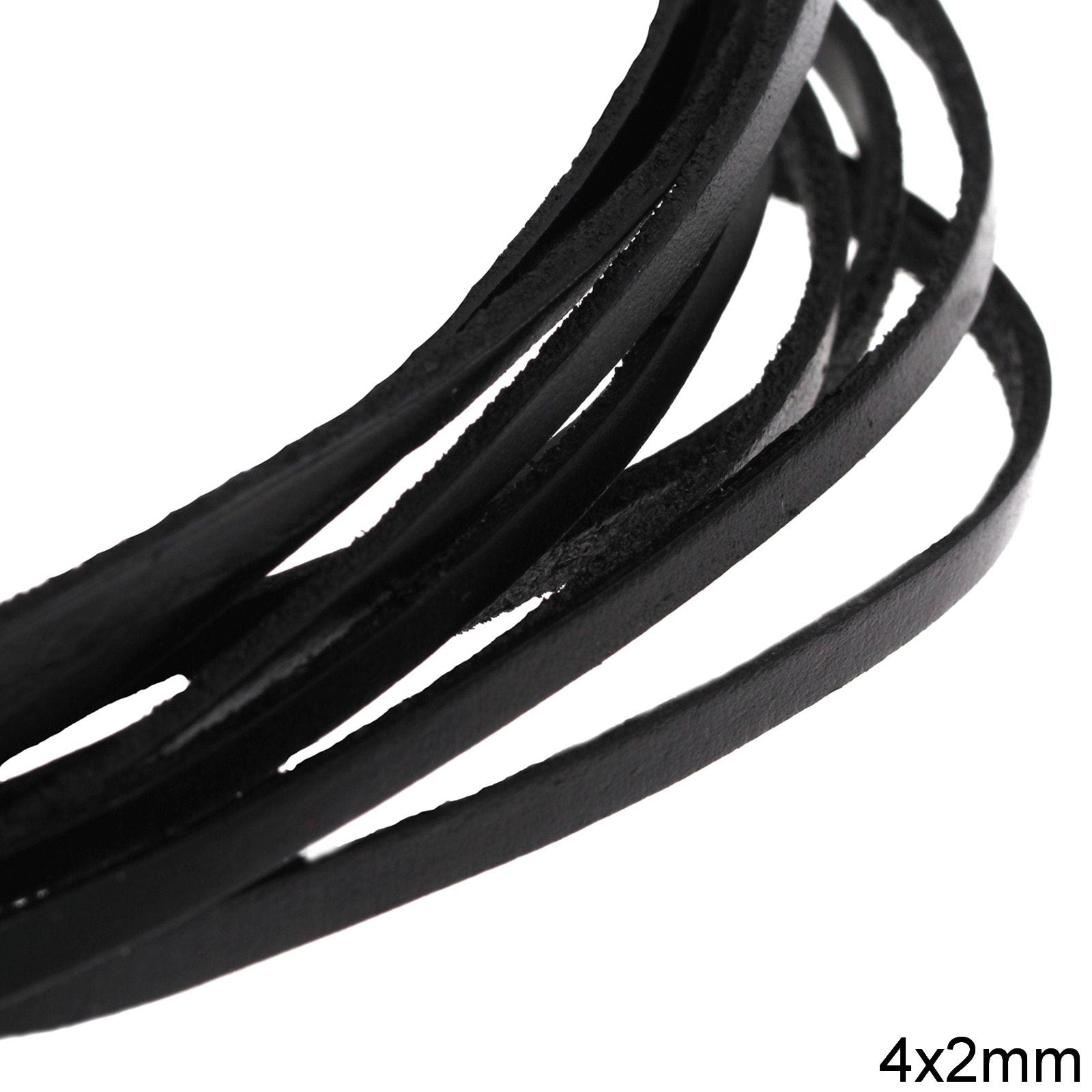 Κορδόνι Δέρμα Πλακέ 4x2mm, Μαύρο σε συσκευασία 10 μέτρων - So Cute Cut
