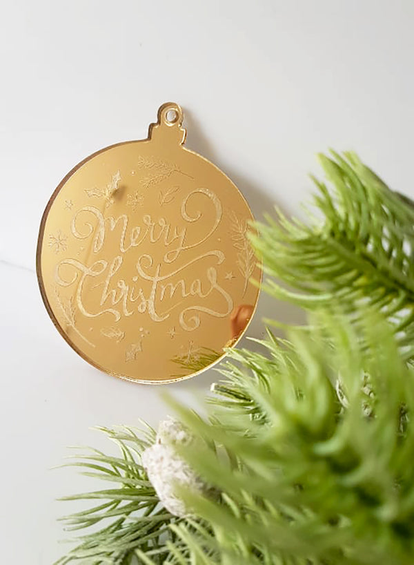 Πλεξιγκλάς στοιχείο για γούρι με χάραξη Merry Christmas σε συσκευασία 2 τεμαχίων - So Cute Cut