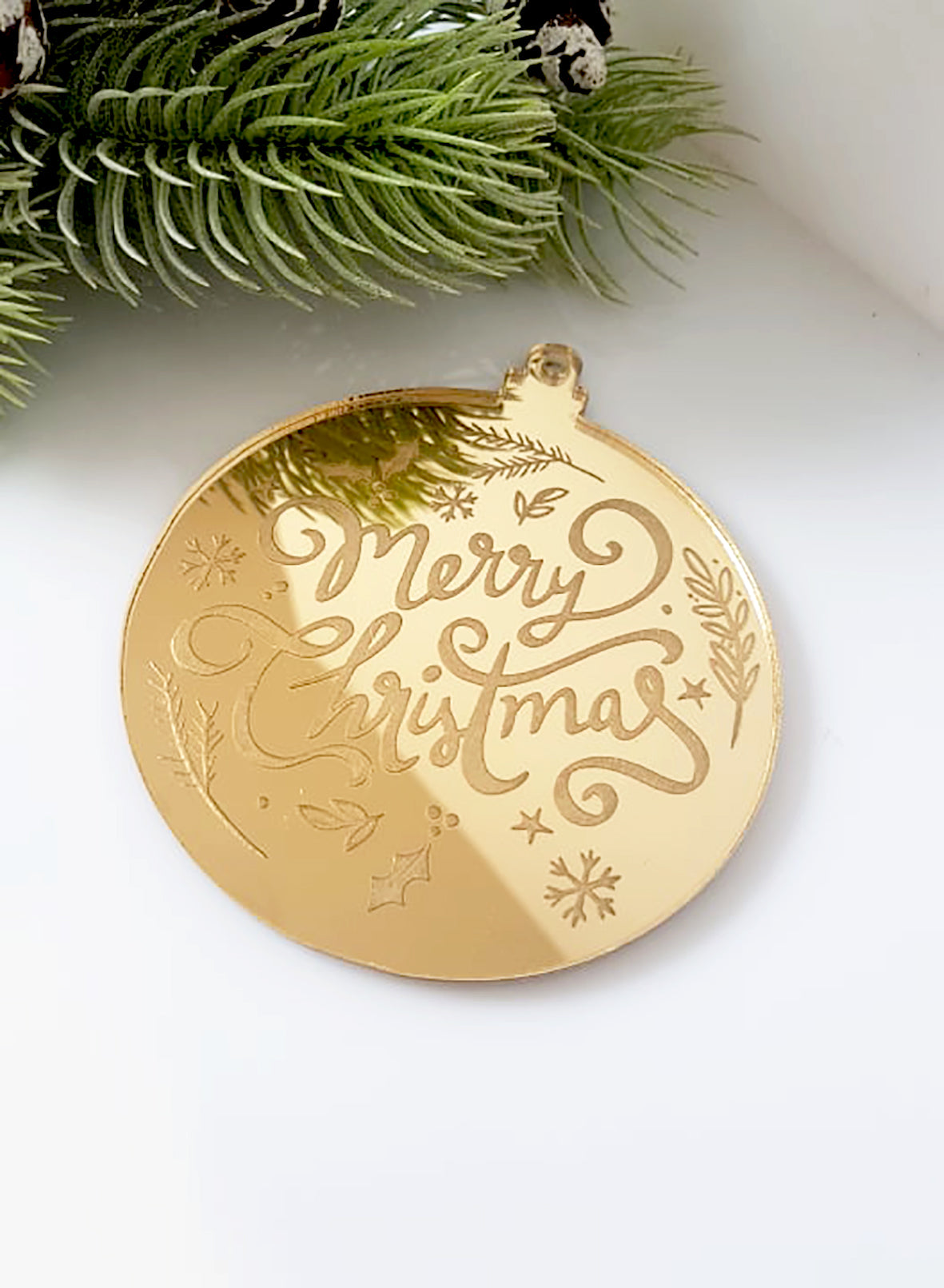 Πλεξιγκλάς στοιχείο για γούρι με χάραξη Merry Christmas σε συσκευασία 2 τεμαχίων - So Cute Cut