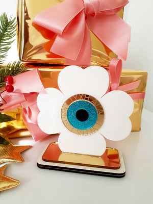 Επιτραπέζιο γούρι λουλούδι με μάτι και χάραξη ευχές - So Cute Cut