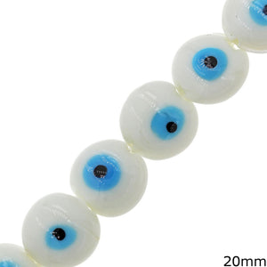 Χάνδρα Γυάλινη Μάτι Στρογγυλή 20mm σε συσκευασία από 18 τεμάχια - So Cute Cut