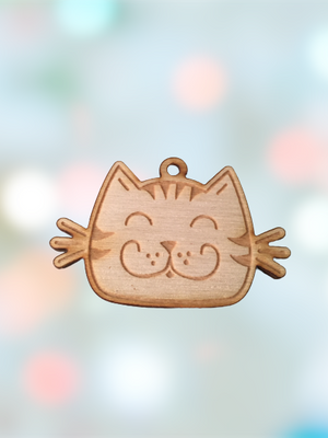 Ξύλινο κρεμαστό στοιχείο γάτα με μουστάκια σε συσκευασία 10 τεμαχίων - So Cute Cut