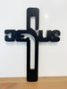 Σταυρός κρεμαστός Ξύλινος Jesus σε μαύρο ξύλο και διάφανο πλεξιγκλάς - So Cute Cut