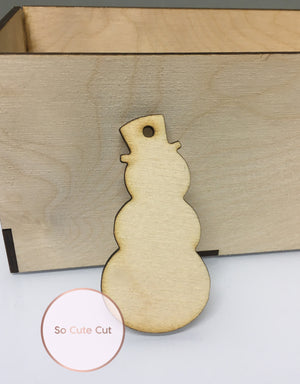 Ξύλινο χριστουγεννιάτικο στοιχείο χιονάνθρωπος με τρύπα - So Cute Cut